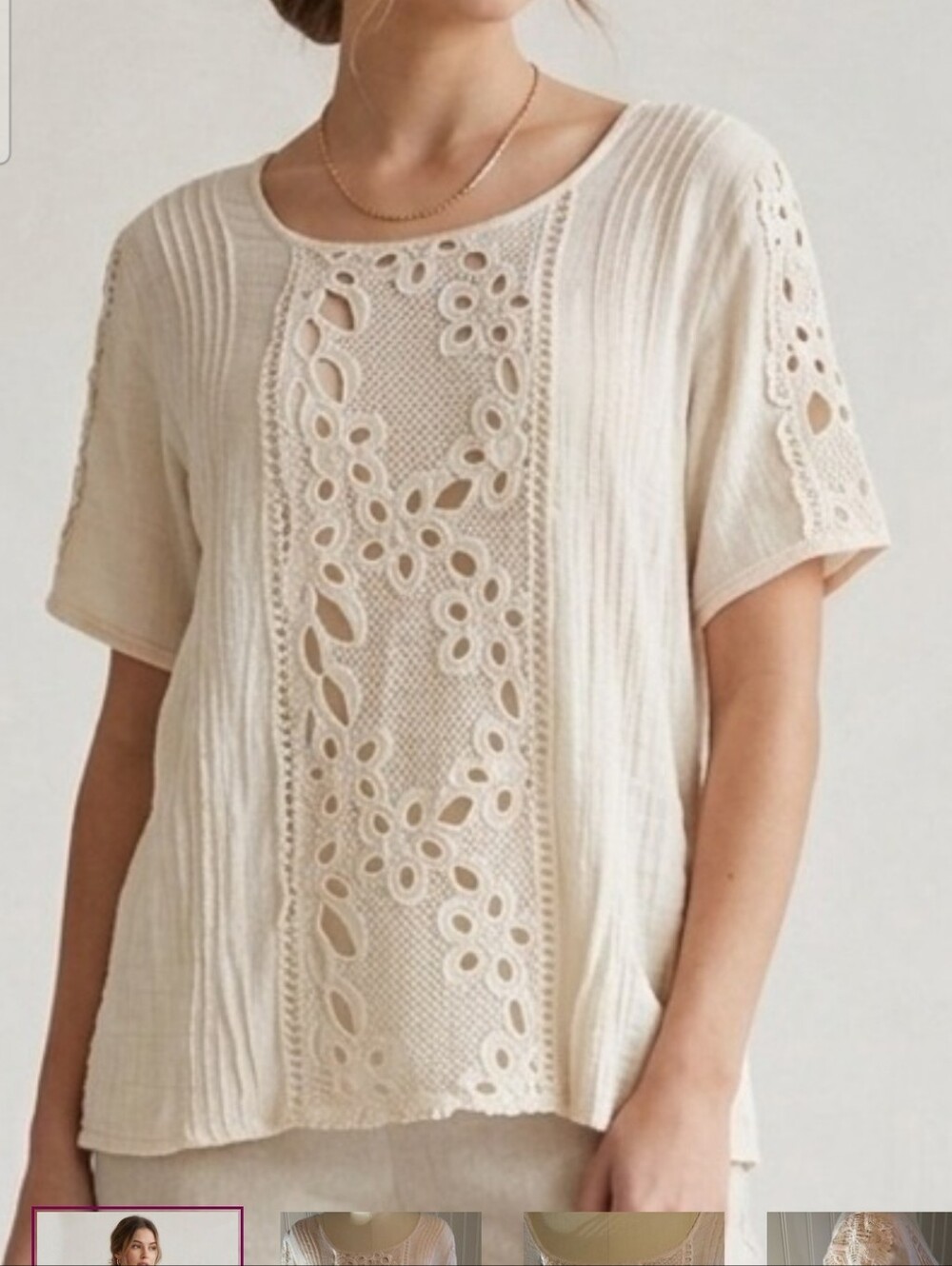 Elegant Cream Lace Women's Top